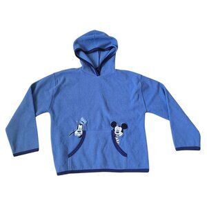 VTG Mickey Unlimited Cadet Blue Pullover Hoodie Sweater Size L Juniors Polyester